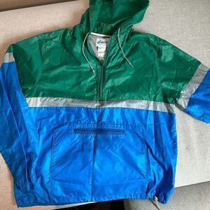 Vintage 80s Sportco Colorblock Windbreaker Jacket Hooded Nylon S USA Made